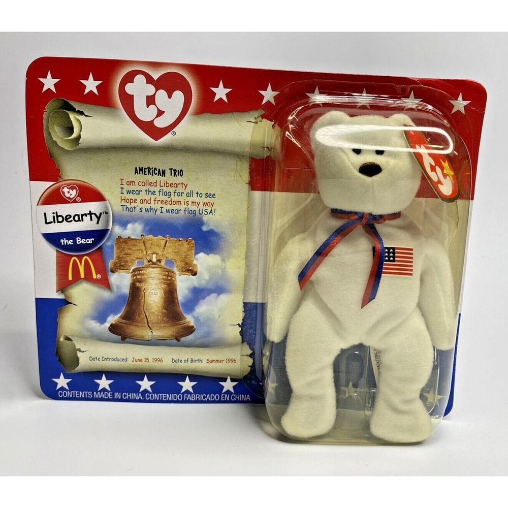 1996 Ty McDonalds Teenie Beanie Baby "Libearty" Retired Patriotic Bear BB20